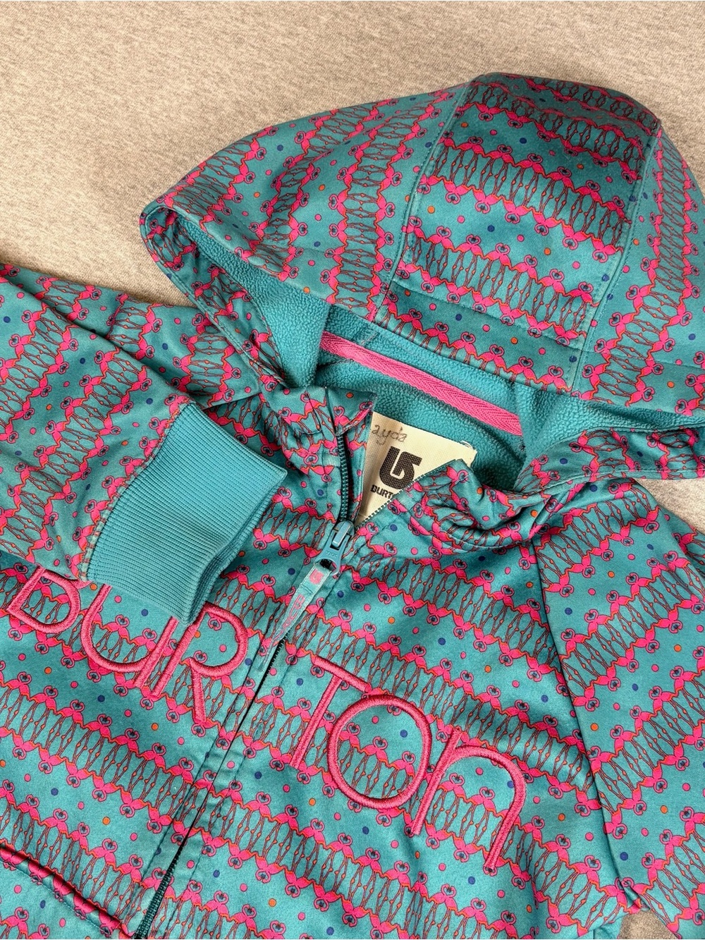 Burton girls size S WB Peak Fair Isle Hoodie Sweatshirt Full Zip Ski Snowboard